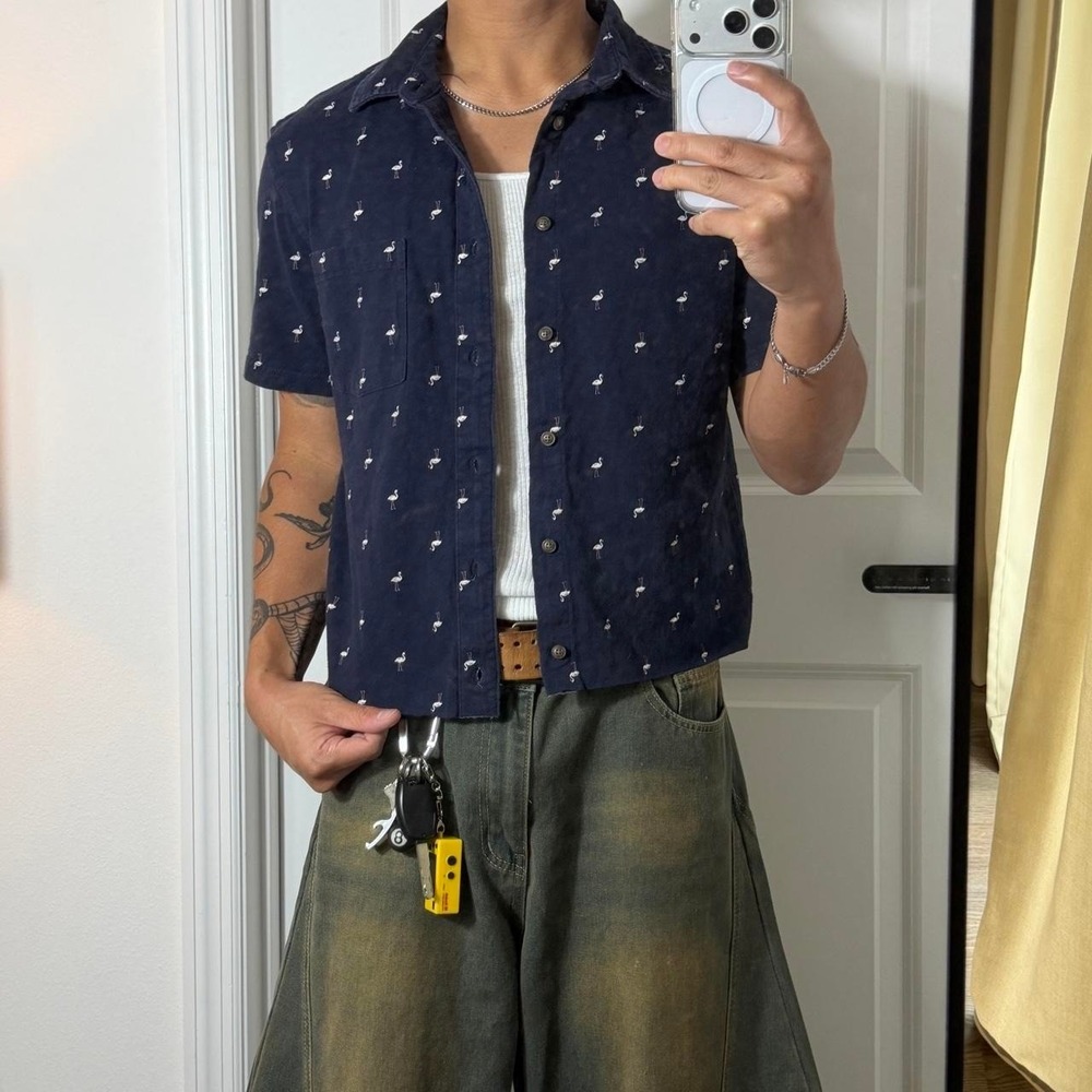 y2k picnic vintage cropped button up plaid shirt PL03